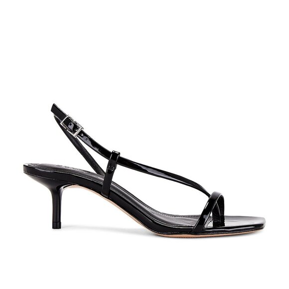 SCHUTZ Shoes - Schutz Heloise Sandal in Black strappy open toe kitten heel shiny patent leather